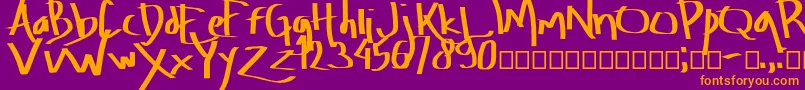 Amburegul-Schriftart – Orangefarbene Schriften auf violettem Hintergrund