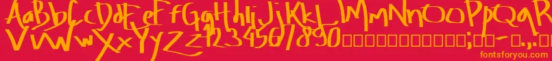 Amburegul-Schriftart – Orangefarbene Schriften auf rotem Hintergrund