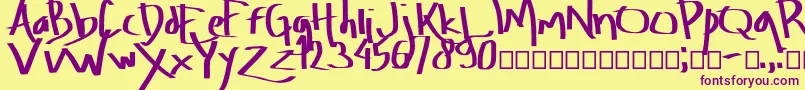 Amburegul-Schriftart – Violette Schriften auf gelbem Hintergrund