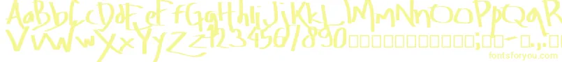 フォントAmburegul – 白い背景に黄色の文字