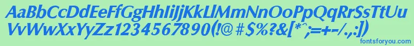 ColumbiaserialXboldItalic Font – Blue Fonts on Green Background