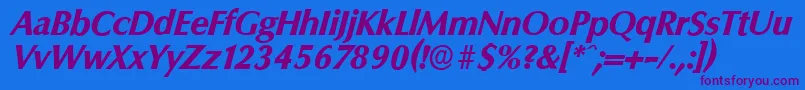 ColumbiaserialXboldItalic Font – Purple Fonts on Blue Background