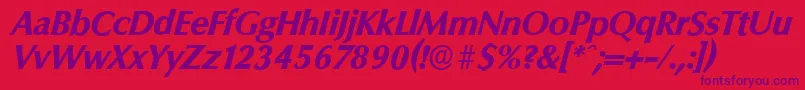 ColumbiaserialXboldItalic Font – Purple Fonts on Red Background