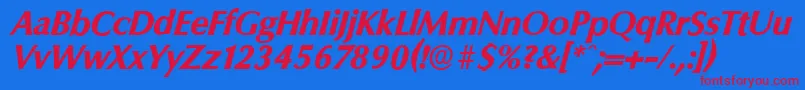 ColumbiaserialXboldItalic Font – Red Fonts on Blue Background