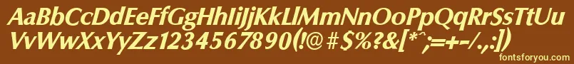 ColumbiaserialXboldItalic Font – Yellow Fonts on Brown Background