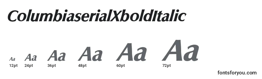 Размеры шрифта ColumbiaserialXboldItalic