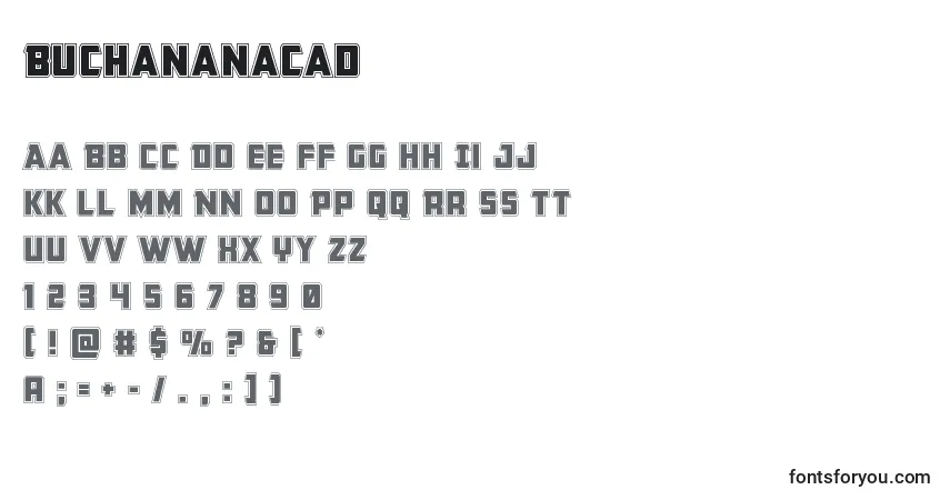 Buchananacad Font – alphabet, numbers, special characters