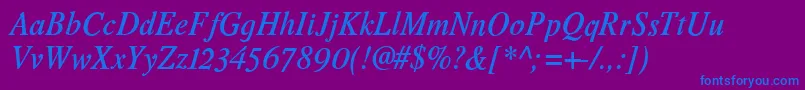 Шрифт Romandeadfno2stdDemibolditalic – синие шрифты на фиолетовом фоне