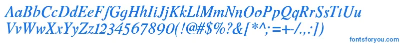 Шрифт Romandeadfno2stdDemibolditalic – синие шрифты на белом фоне