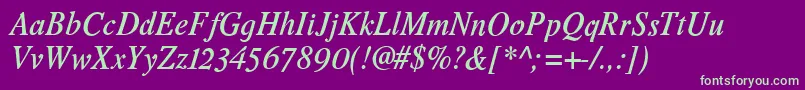 Romandeadfno2stdDemibolditalic Font – Green Fonts on Purple Background