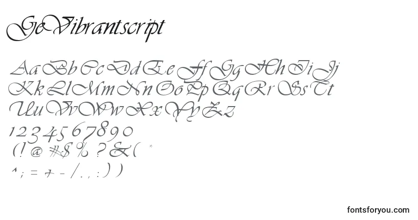 Czcionka GeVibrantscript – alfabet, cyfry, specjalne znaki