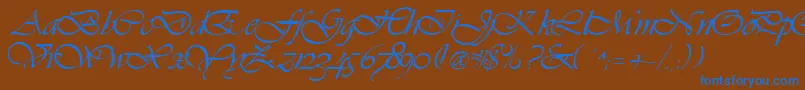 GeVibrantscript-Schriftart – Blaue Schriften auf braunem Hintergrund