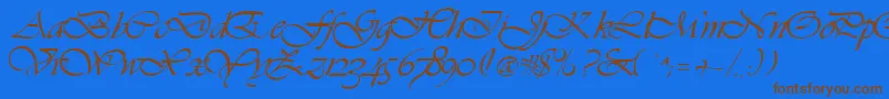 GeVibrantscript-Schriftart – Braune Schriften auf blauem Hintergrund