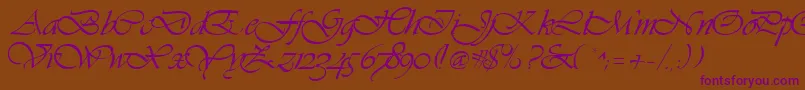 GeVibrantscript-Schriftart – Violette Schriften auf braunem Hintergrund