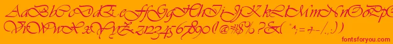 GeVibrantscript Font – Red Fonts on Orange Background