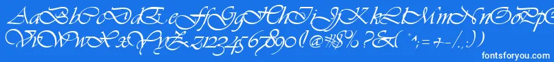 GeVibrantscript-Schriftart – Weiße Schriften auf blauem Hintergrund