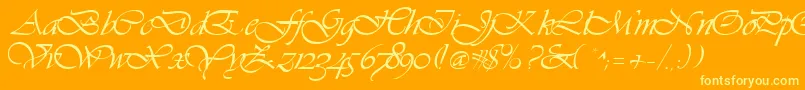 GeVibrantscript-Schriftart – Gelbe Schriften auf orangefarbenem Hintergrund