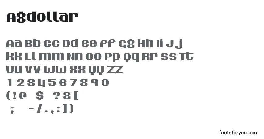 Fuente Agdollar - alfabeto, números, caracteres especiales