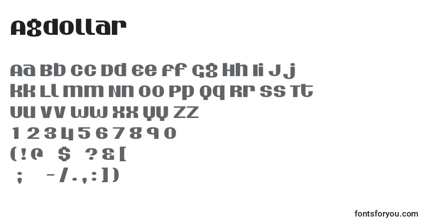 Agdollar-fontti – aakkoset, numerot, erikoismerkit