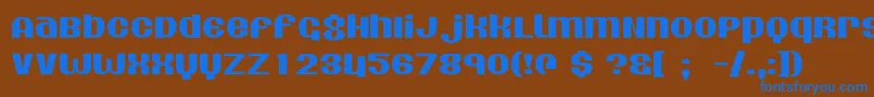 フォントAgdollar – 茶色の背景に青い文字