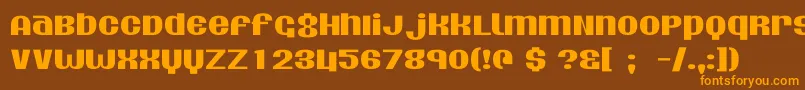 フォントAgdollar – オレンジ色の文字が茶色の背景にあります。