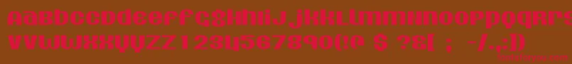フォントAgdollar – 赤い文字が茶色の背景にあります。