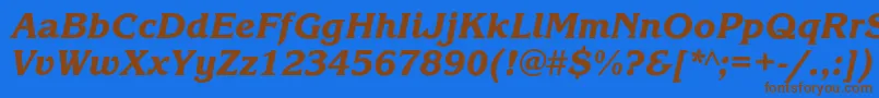 KorinnablackcItalic-Schriftart – Braune Schriften auf blauem Hintergrund