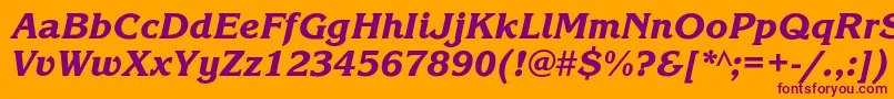 KorinnablackcItalic-Schriftart – Violette Schriften auf orangefarbenem Hintergrund