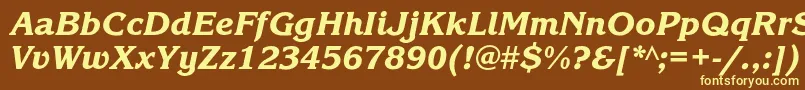 Fonte KorinnablackcItalic – fontes amarelas em um fundo marrom