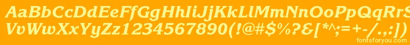 Fonte KorinnablackcItalic – fontes amarelas em um fundo laranja