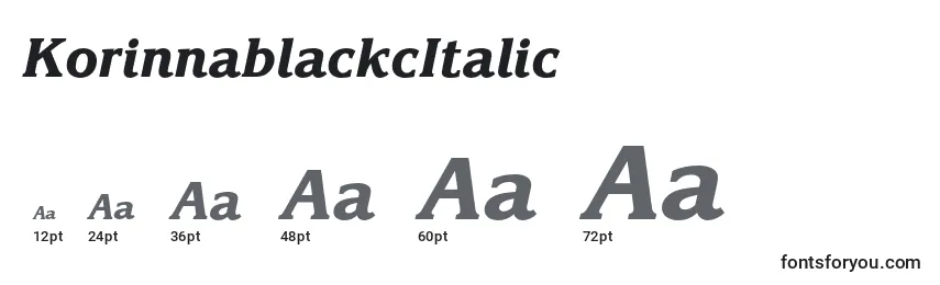 Размеры шрифта KorinnablackcItalic