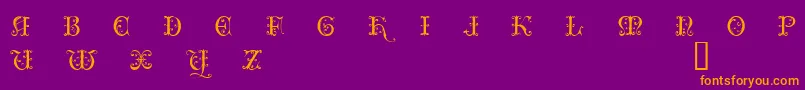 ClairveauxDemo-fontti – oranssit fontit violetilla taustalla