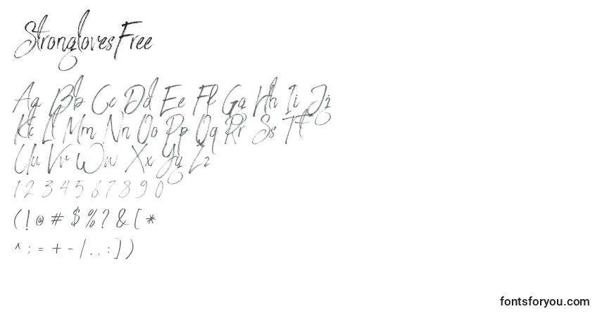 Czcionka StronglovesFree (96689) – alfabet, cyfry, specjalne znaki