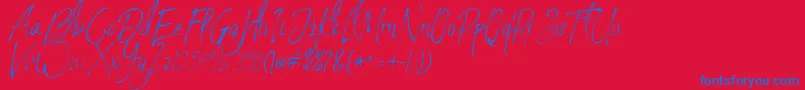 StronglovesFree-Schriftart – Blaue Schriften auf rotem Hintergrund