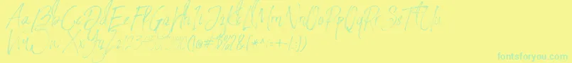 Fonte StronglovesFree – fontes verdes em um fundo amarelo