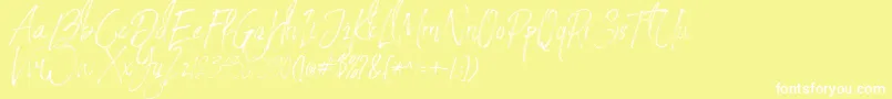 StronglovesFree-Schriftart – Weiße Schriften auf gelbem Hintergrund
