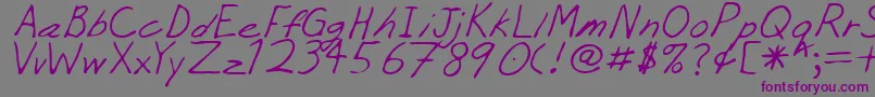 フォントPeejayRegular – 紫色のフォント、灰色の背景
