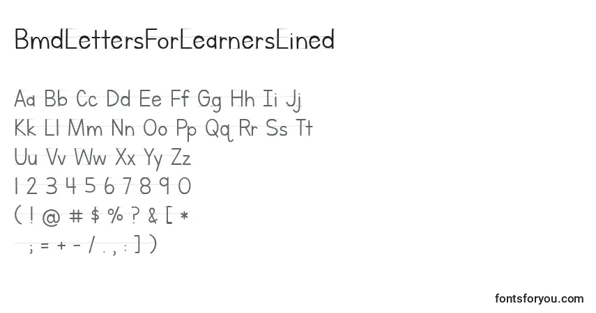 Шрифт BmdLettersForLearnersLined – алфавит, цифры, специальные символы