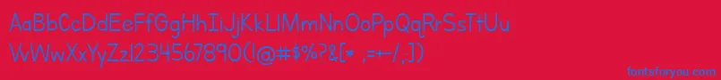 フォントBmdLettersForLearnersLined – 赤い背景に青い文字