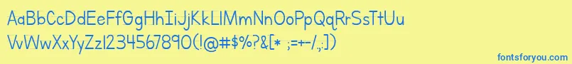 フォントBmdLettersForLearnersLined – 青い文字が黄色の背景にあります。
