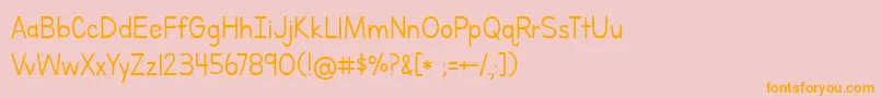 フォントBmdLettersForLearnersLined – オレンジの文字がピンクの背景にあります。