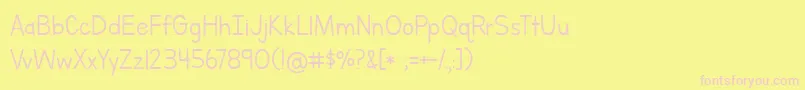フォントBmdLettersForLearnersLined – ピンクのフォント、黄色の背景