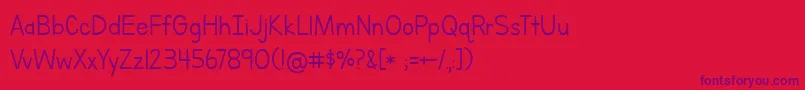 Fonte BmdLettersForLearnersLined – fontes roxas em um fundo vermelho