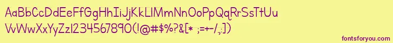 BmdLettersForLearnersLined-Schriftart – Violette Schriften auf gelbem Hintergrund