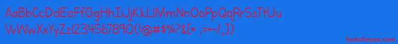 BmdLettersForLearnersLined-Schriftart – Rote Schriften auf blauem Hintergrund