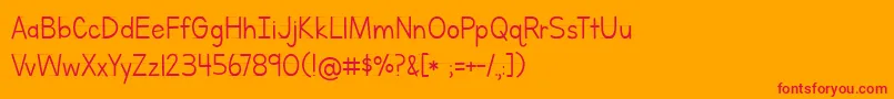 BmdLettersForLearnersLined-fontti – punaiset fontit oranssilla taustalla