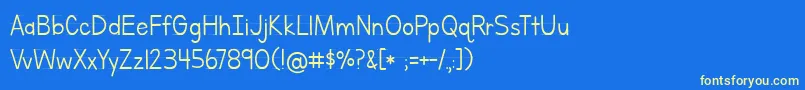 フォントBmdLettersForLearnersLined – 黄色の文字、青い背景