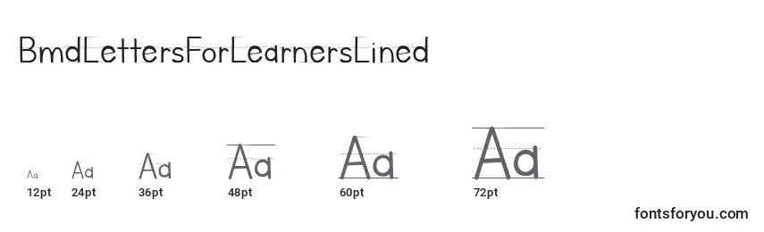BmdLettersForLearnersLined Font Sizes