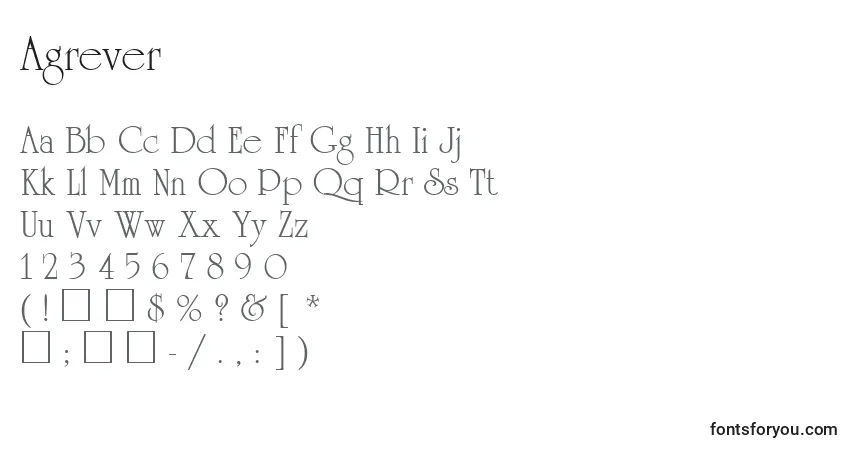 Agrever-fontti – aakkoset, numerot, erikoismerkit