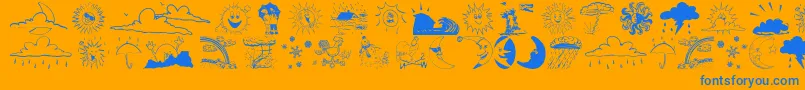 Weatherbats-Schriftart – Blaue Schriften auf orangefarbenem Hintergrund